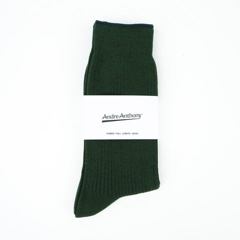 Cotton Ribbed Socks Dark Green